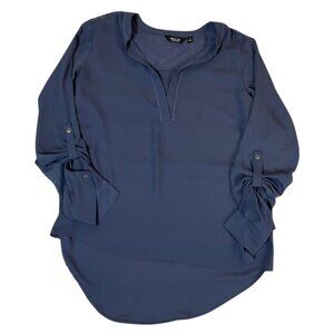 Simply Vera Vera Wang Blue Lace Shoulder Blouse Women’s Small Long Sleeve